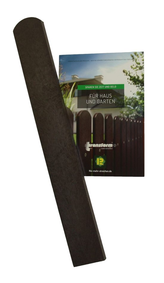 Vzorek materiálu plotové latě 0,6 m s půlkulatou hlavou, hnědý, zdarma, pouze 5 euro za poštovné.