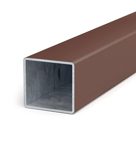 Zaunpfosten 60x60x2mm, Länge 6,0 m, verzinkt + Kunststoffmantel, braun