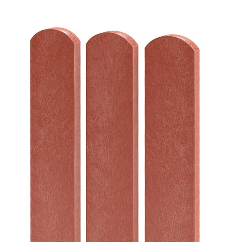 Zaunlatte 78x21, 1,5 m, mit halbrundem Kopf,  ziegelrot